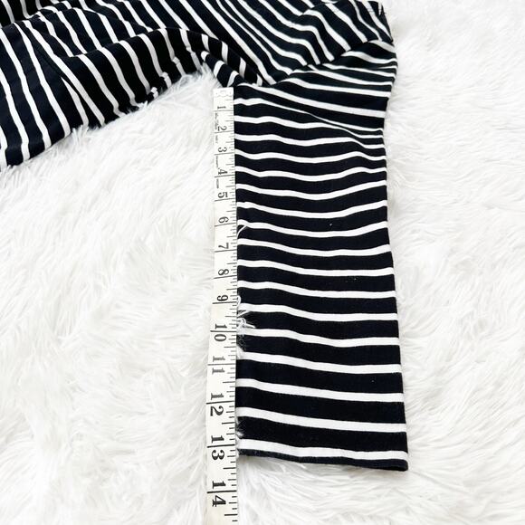 Old Navy Black White Striped Fit & Flare Dress 3/4 Sleeve Size Small - Picture 6 of 9